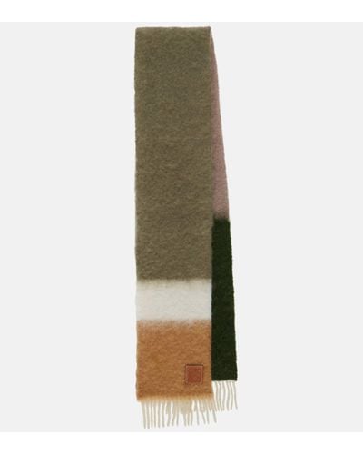 Loewe Striped Mohair And Wool Scarf - Brown