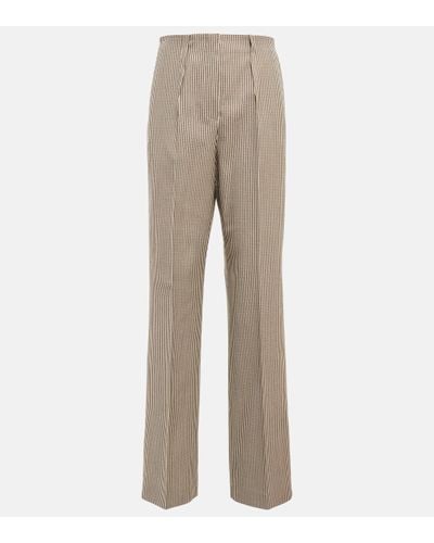 Fendi Houndstooth High-rise Straight Trousers - Natural