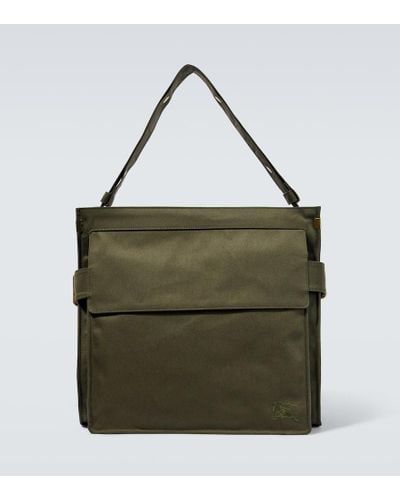 Burberry Messenger Bag aus Canvas mit Leder - Grün