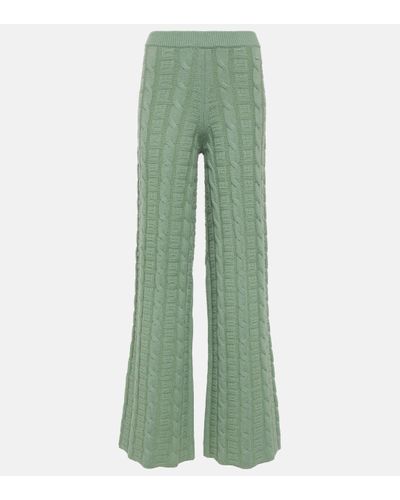 Acne Studios Kong Cable-knit Wool-blend Straight Trousers - Green