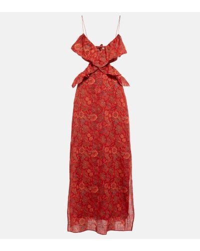 Sir. The Label Allegra Floral Ramie Maxi Dress - Red