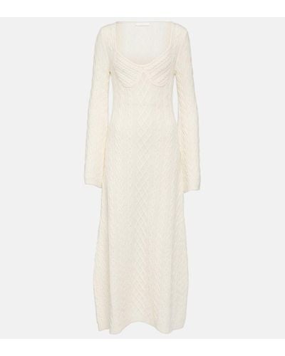 Chloé Cable-knit Wool And Cashmere Midi Dress - White