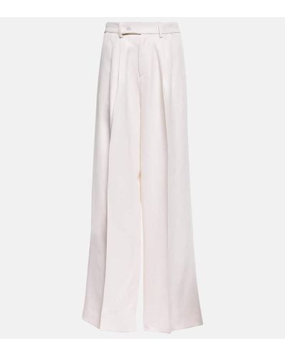 Amiri Pantaloni a gamba larga e vita alta con pieghe - Bianco