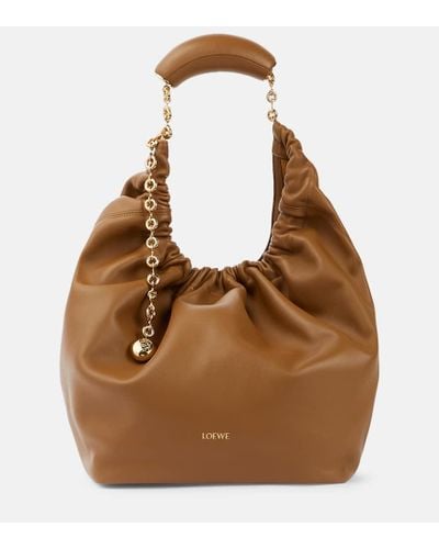 Loewe Squeeze Medium Leather Shoulder Bag - Brown