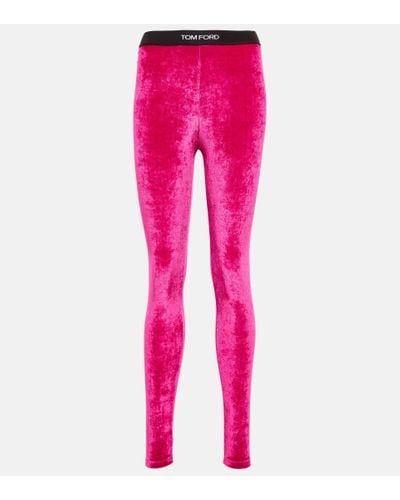 Tom Ford Logo Velvet leggings - Pink