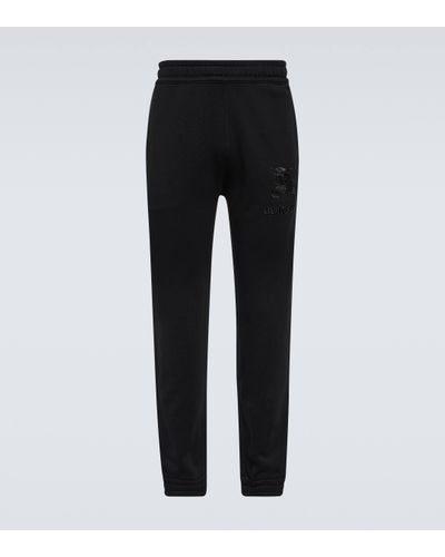 Burberry Embroidered Cotton Joggers - Black