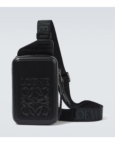 Loewe Molded Sling Leather Crossbody Bag - Black