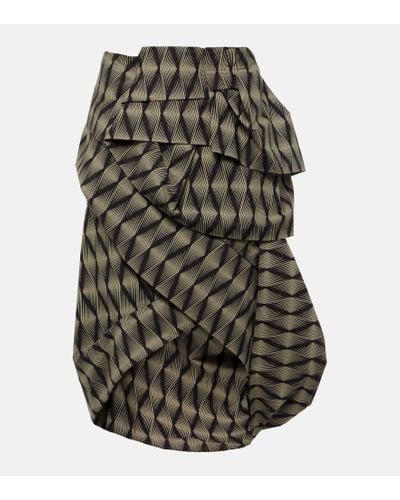Dries Van Noten Sispy Printed Cotton Wrap Skirt - Gray