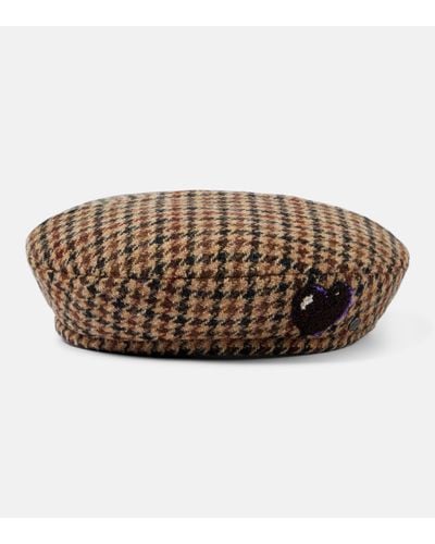 Maison Michel New Billy Checked Wool Beret - Brown