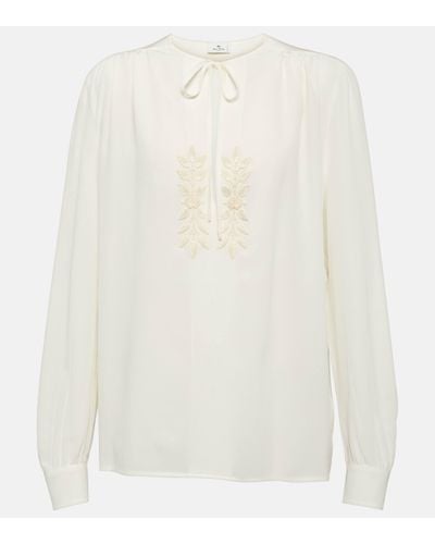 Etro Embroidered Silk Blouse - White