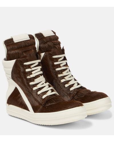 Rick Owens Geobasket Leather High-top Trainers - Brown