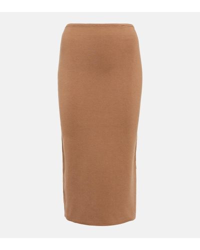 JOSEPH Silk-blend Pencil Skirt - Brown