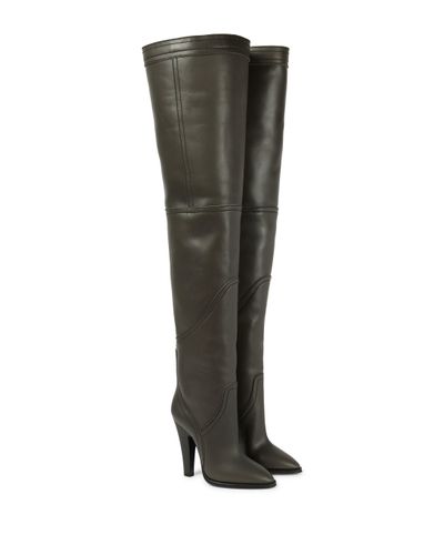 Saint Laurent Kensington 110 Leather Over-the-knee Boots - Green