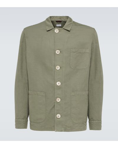 Brunello Cucinelli Hemdjacke aus Leinen und Baumwolle - Grün