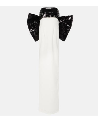 Monot Sequined Bow-detail Off-shoulder Gown - White