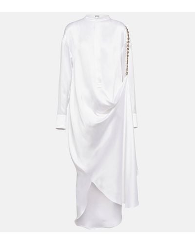 Loewe Chain-detail Silk Shirt Dress - White