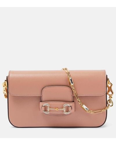 Gucci Horsebit 1955 Mini Leather Shoulder Bag - Pink