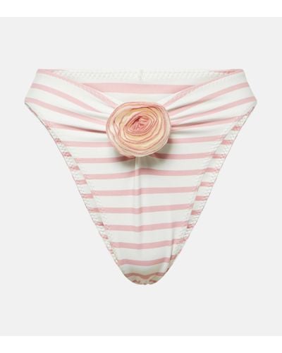 SAME Culotte de bikini Rose a fleurs - Blanc