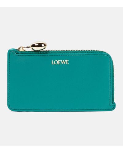 Loewe Luxury Pebble Coin Cardholder In Shiny Nappa Calfskin - Green