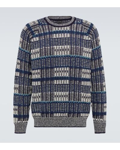 Giorgio Armani Pullover aus einem Baumwollgemisch - Blau