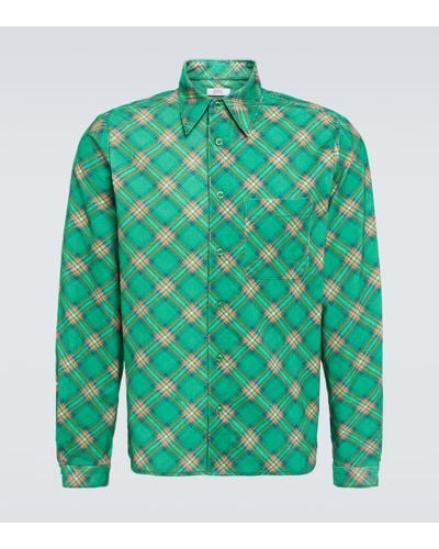 ERL Camisa en pana de algodon a cuadros - Verde