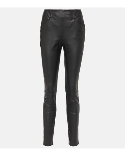 Victoria Beckham Pantalon slim en cuir - Gris