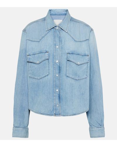 Citizens of Humanity Cropped Cotton Denim Shirt - Blue