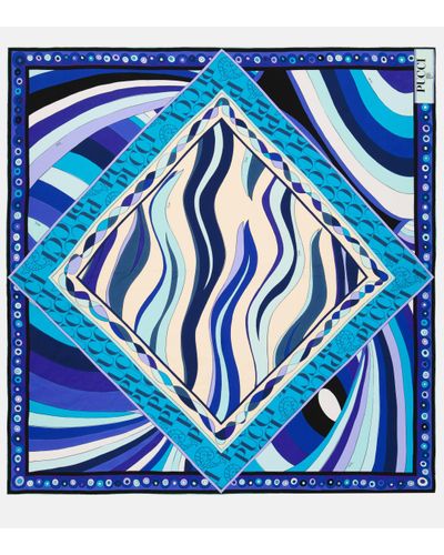 Emilio Pucci Printed Silk Scarf - Blue