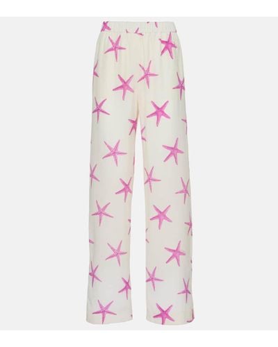 Valentino Palazzo-Hose Starfish aus Seide - Pink