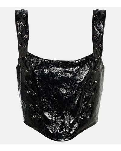 Alessandra Rich Top corset en cuir - Noir