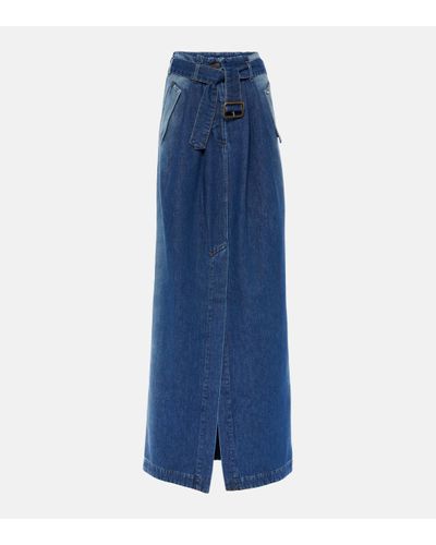 Dries Van Noten Jupe longue Savannas en jean - Bleu