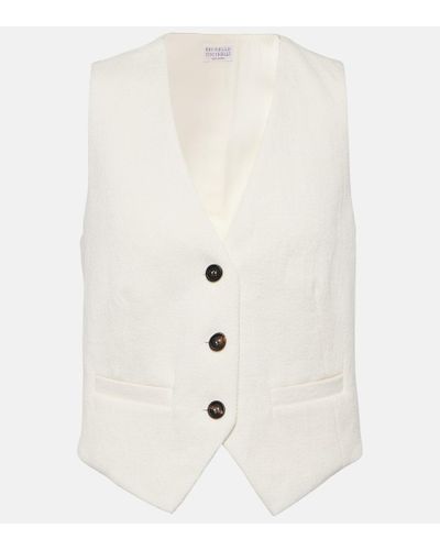 Brunello Cucinelli Cotton And Linen Vest - White