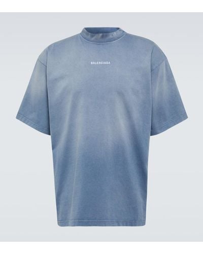 Balenciaga T-Shirt mit Logo-Print - Blau