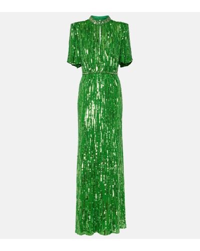 Jenny Packham Robe longue Viola a sequins - Vert