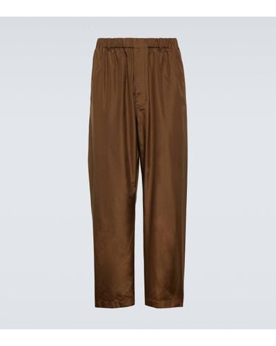 Lemaire Silk Straight Trousers - Brown