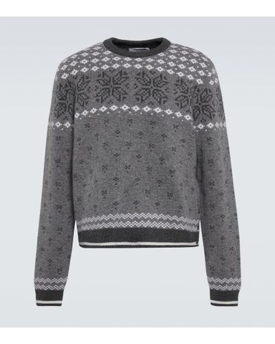 Thom Browne Jacquard Wool Sweater - Gray