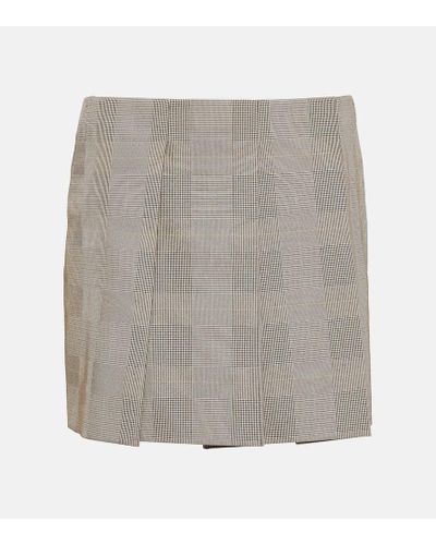 Sportmax Checked Pleated Miniskirt - Gray