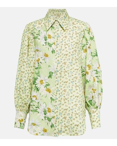 ALÉMAIS Camisa Astra de lino floral - Verde