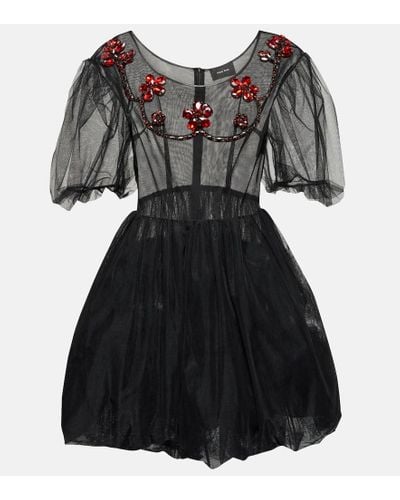 Simone Rocha Embellished Tulle Minidress - Black