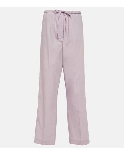 Totême High-rise Straight Cotton-blend Trousers - Pink