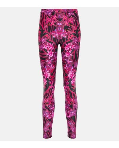 Versace Bedruckte High-Rise Leggings - Pink