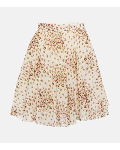 Giambattista Valli Floral High-rise Cotton Miniskirt - Natural