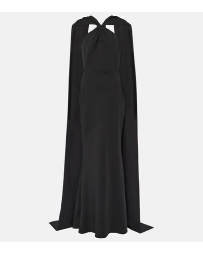 Safiyaa Lilien Caped Crepe Gown - Black