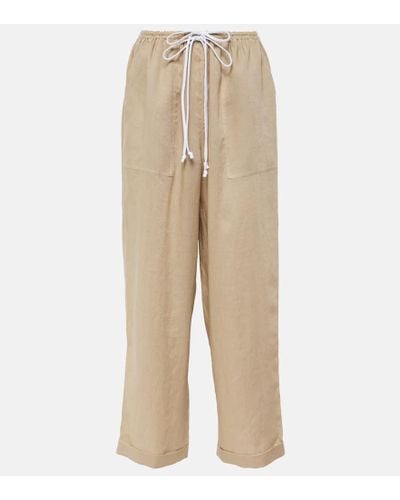 Tory Burch Linen Wide-leg Pants - Natural