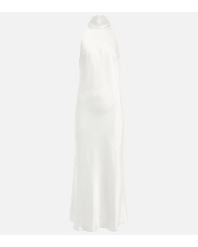 Galvan London Bridal Capri Halterneck Satin Midi Dress - White