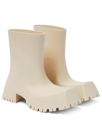 Balenciaga Trooper Square-toe Rubber Ankle Boots - Natural