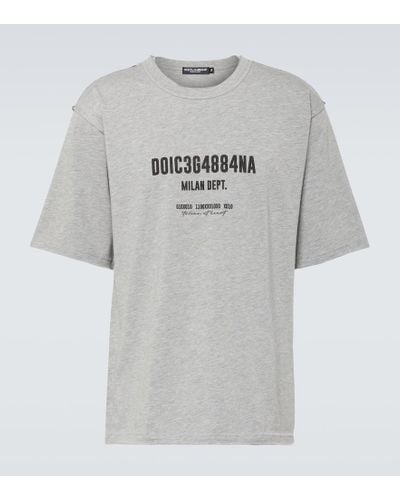 Dolce & Gabbana Bedrucktes T-Shirt aus Baumwolle - Grau