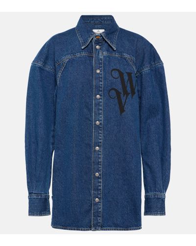 Vivienne Westwood Chemise en jean a logo - Bleu