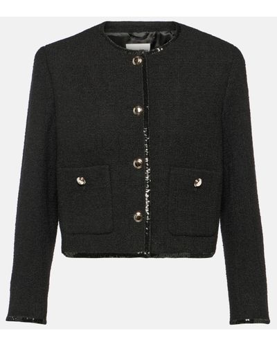 Miu Miu Cropped Wool-blend Tweed Jacket - Black