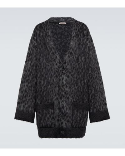 Valentino Mohair And Wool-blend Cardigan - Black